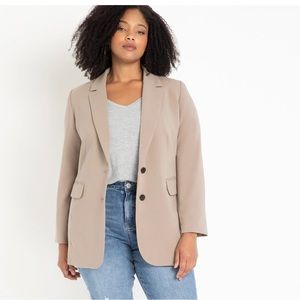 NWT Eloquii Long Tailored Blazer in Desert Taupe Khaki Tan size 20 Suit Jacket